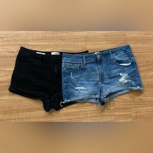 Universal Thread | 2pk Woman’s Denim Shorts | Black/Blue Distressed High Rise |